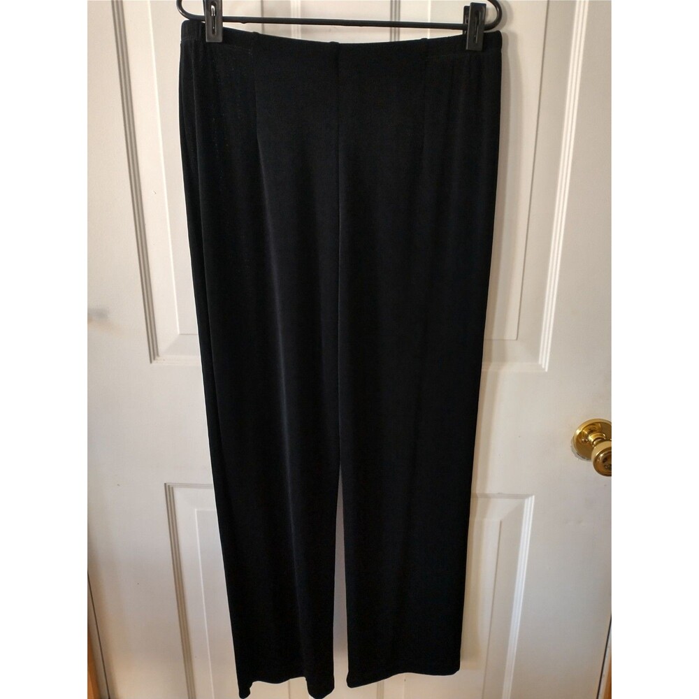 Vintage Chico's Black Pull-On Pleated Straight-Leg Dress Pants Womens Petite 27"